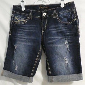 AMETHYST JEANS, size 9, dark blue damaged / distressed denim shorts, BNWOT